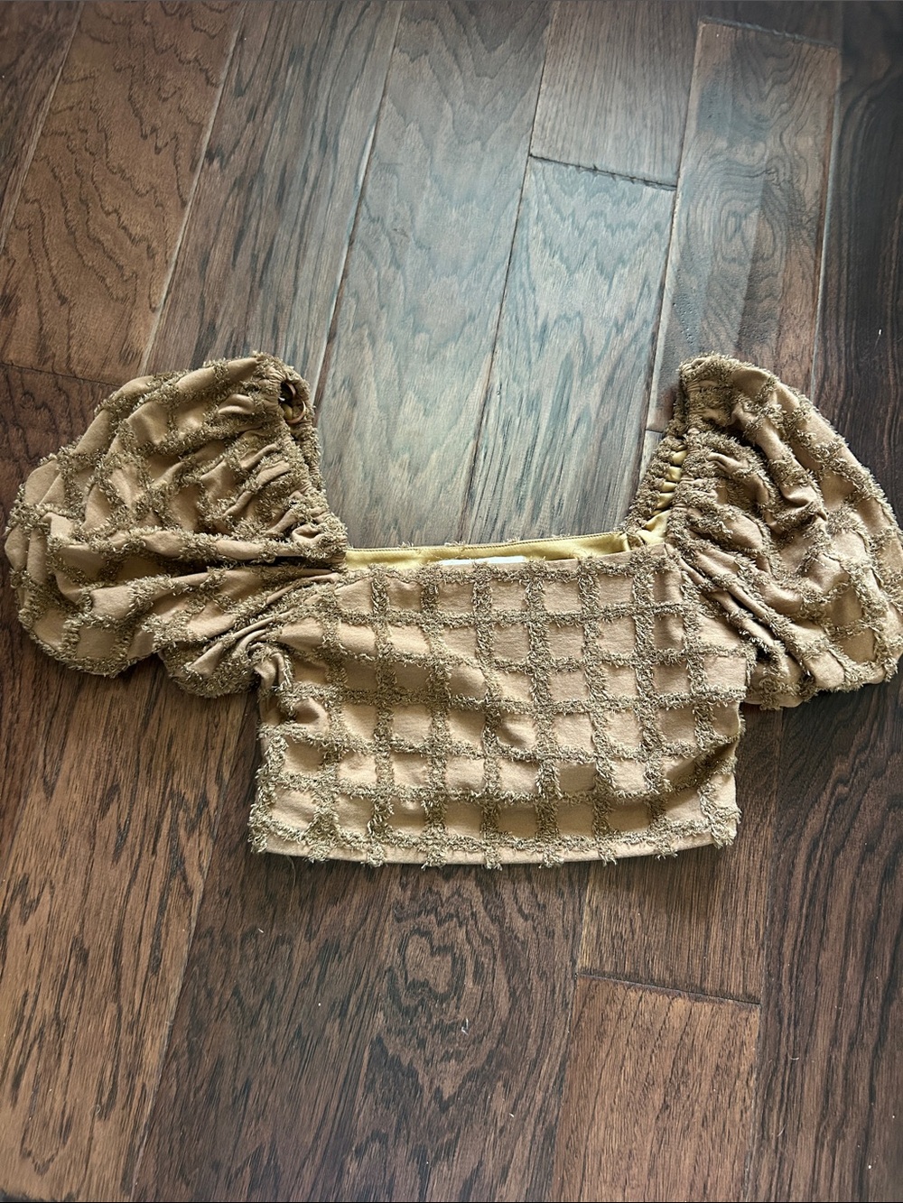 Molly Green brown halter top with puffed sleeves